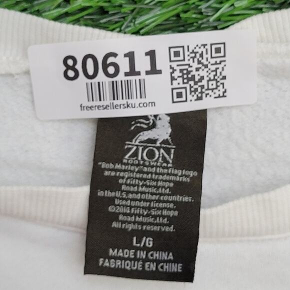 Bob-Marley Cropped Sweatshirt Women Large 20x21 Reggae White - Picture 8 of 15